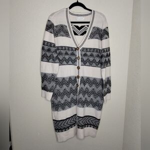 Lucky Brand Black and Cream Midi Dress